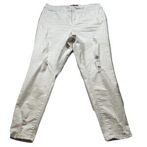Wax Jeans Butt I Love You Women Sz 16 Soft Stretch Skinny Distressed 36x27 White